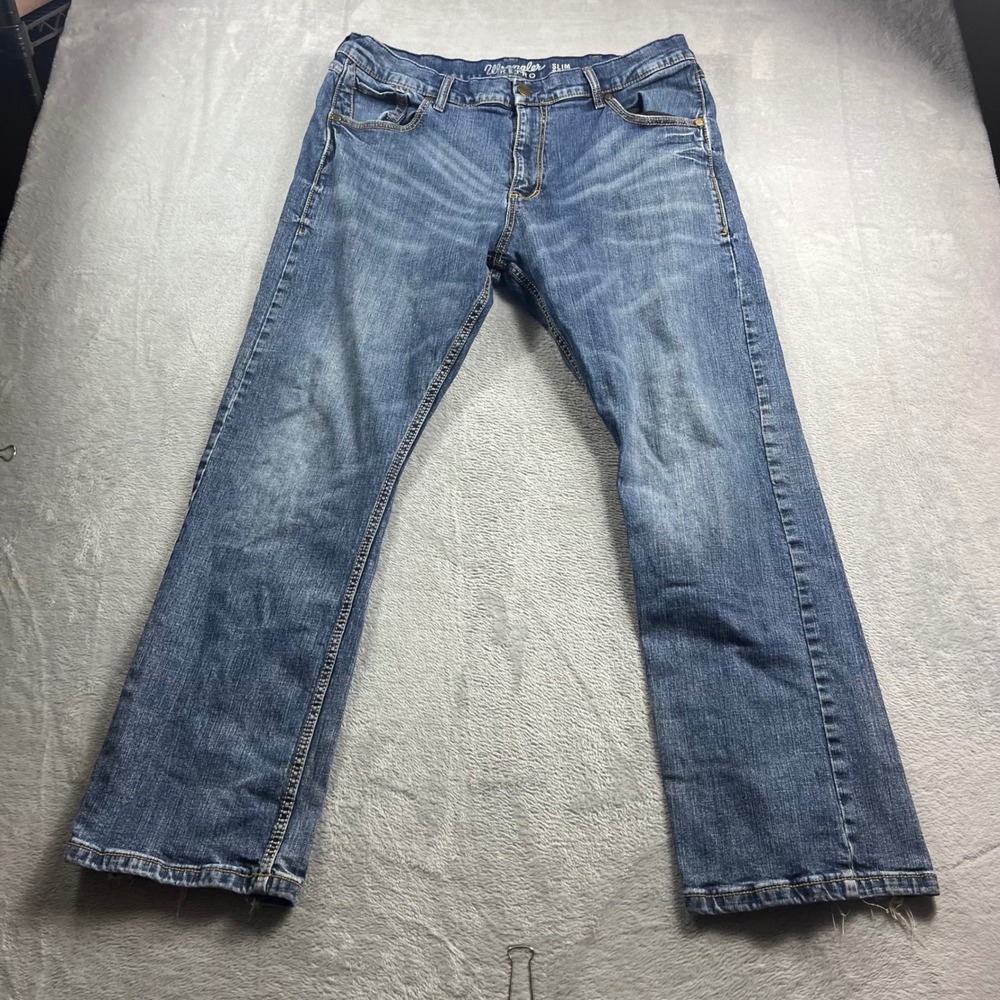 Wrangler Retro Slim Boot Mens Jeans 38x32 Medium Wash Blue Denim 88WLTTZLY